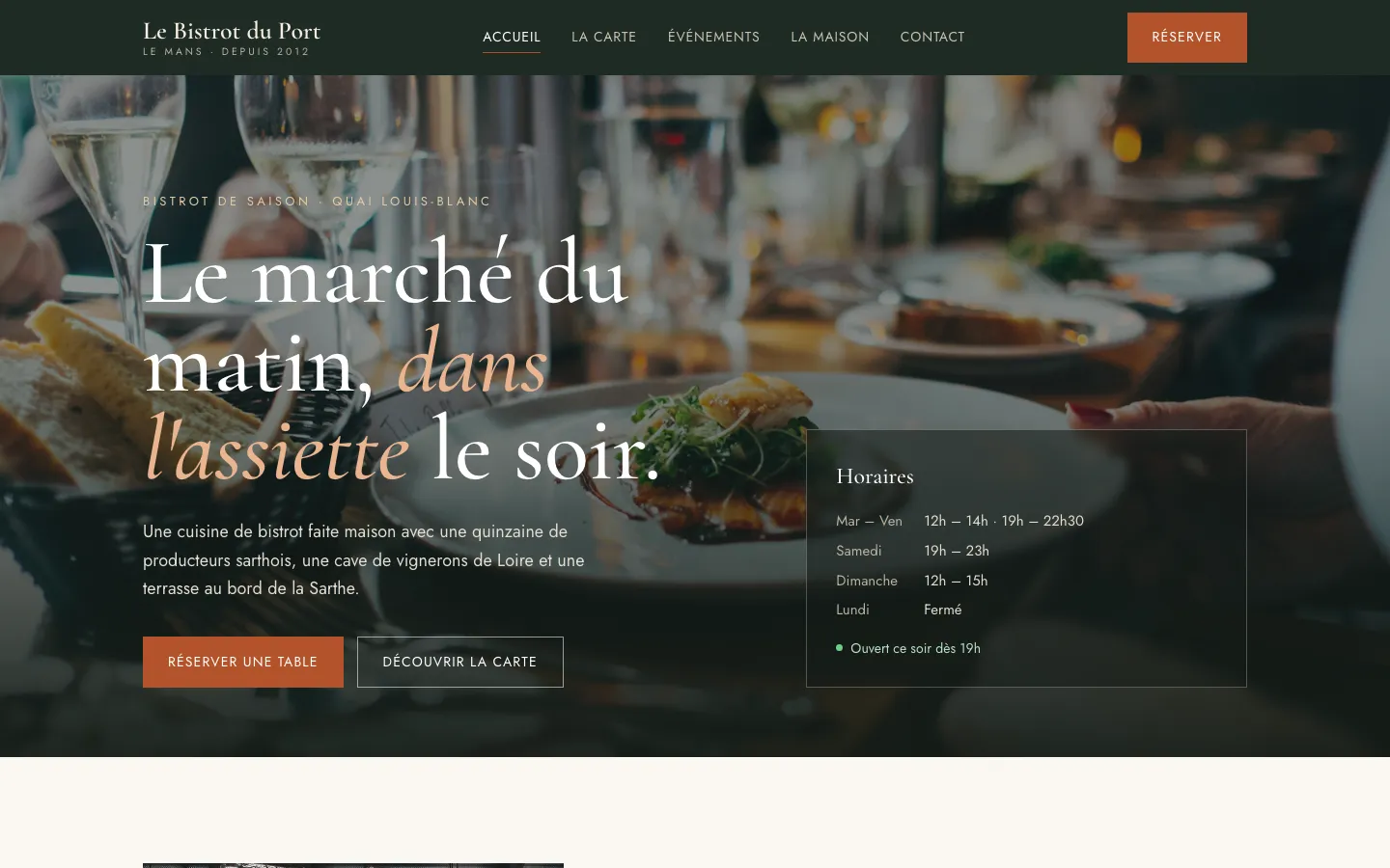 Aperçu du site du Bistrot du Port
