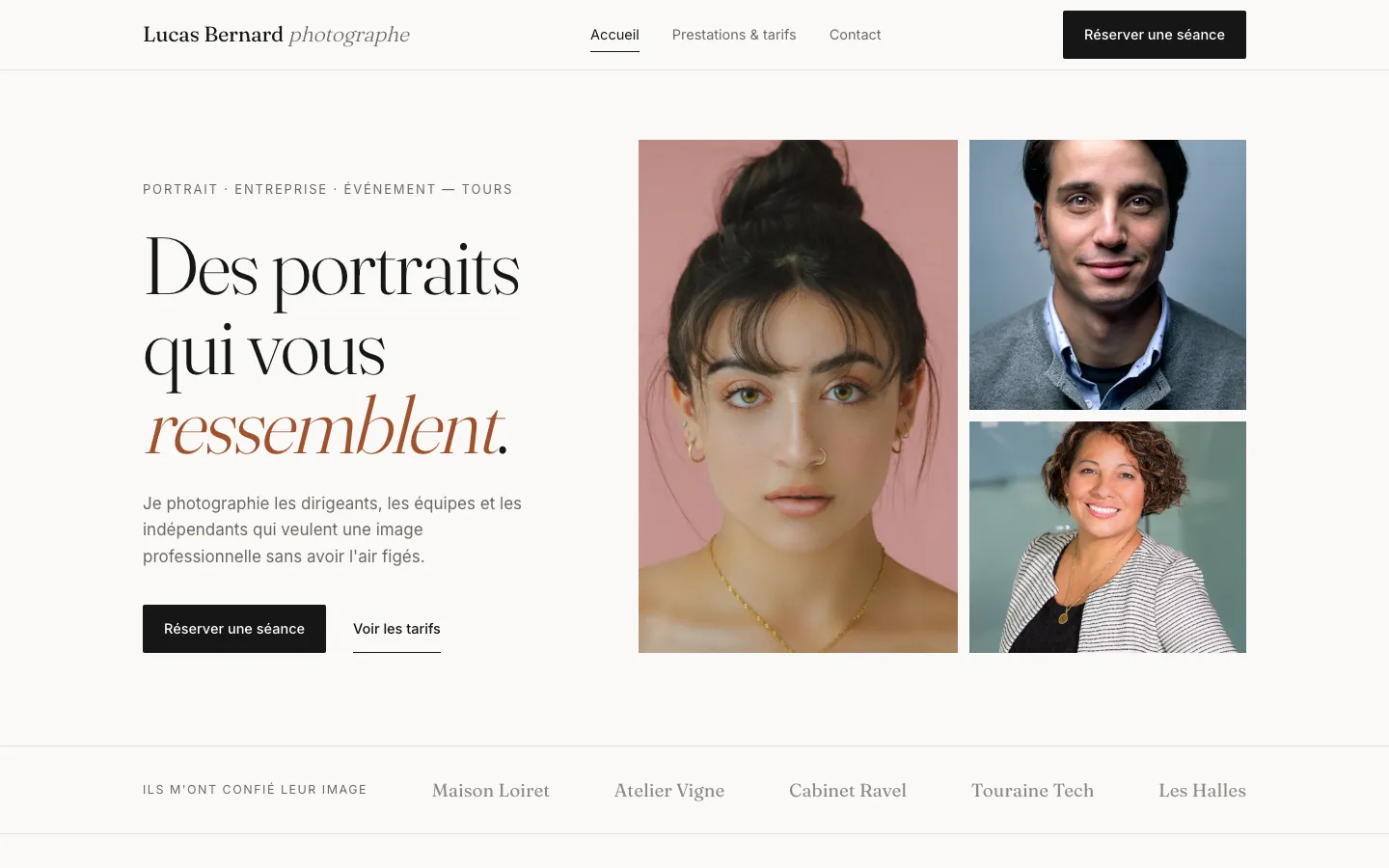 Aperçu du site de Lucas Bernard, photographe